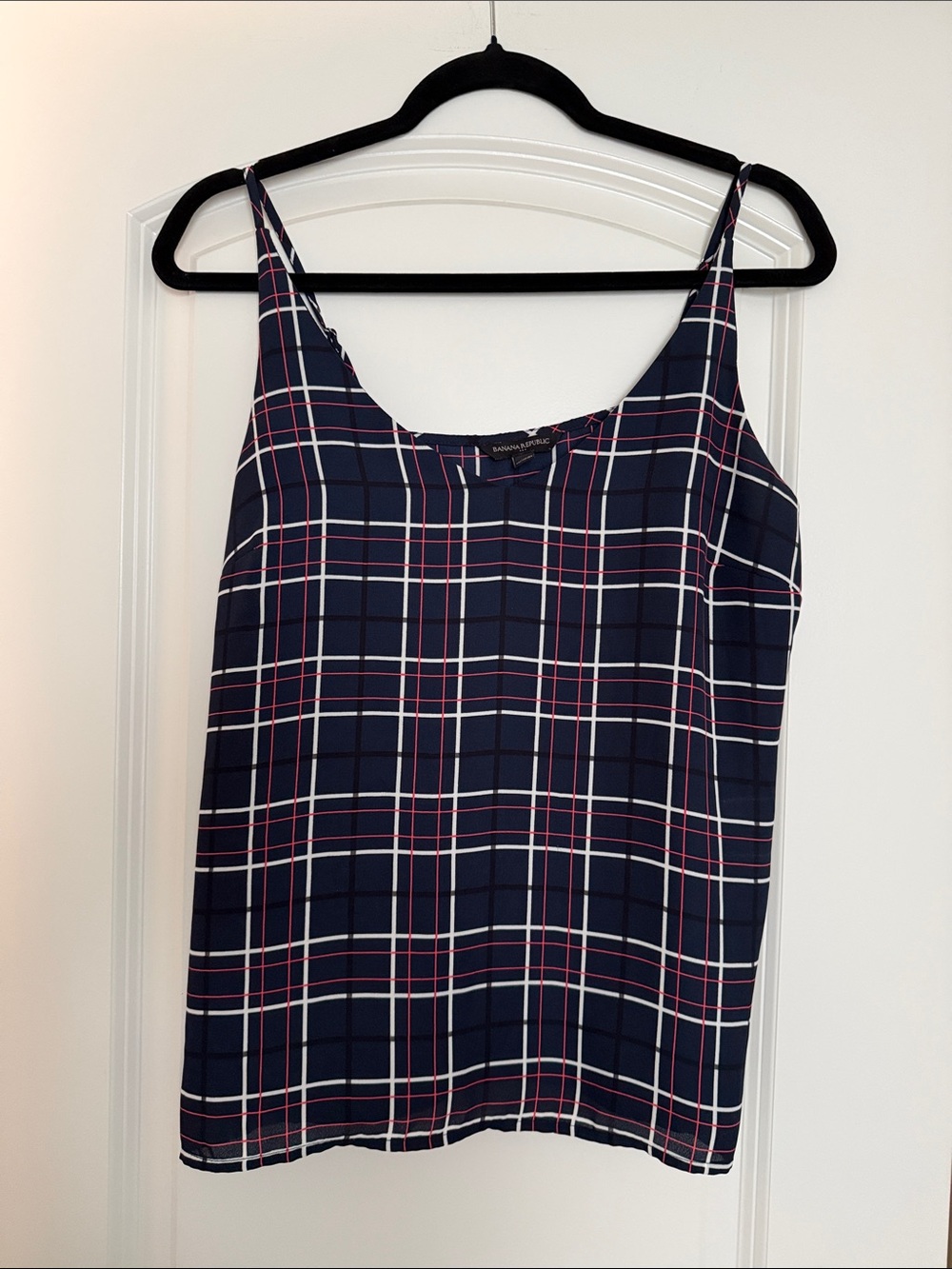 Banana Republic Navy Plaid Spaghetti-Strap Cami